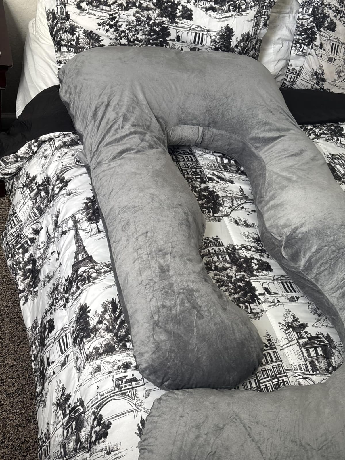 60 Inch Pregnancy Pillow for Sleeping, Extra Large U Shaped Body Pillow, Maternity Pillow for Pregnant Women with Velvet Cover (Dark Grey) customer photo 2