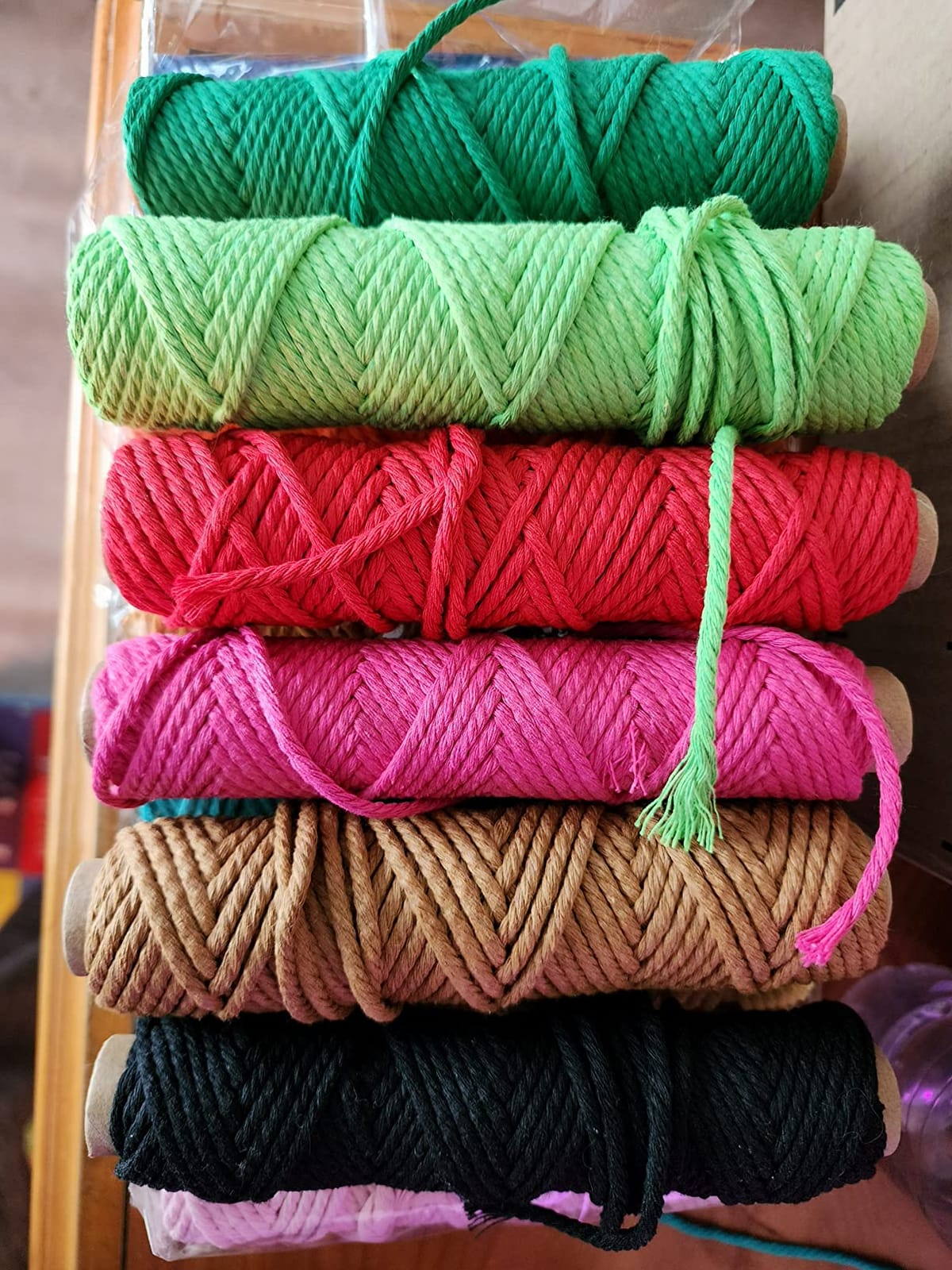 Macrame Cord 3mm x 594 Yards, 18 Rolls Natural Colored Macrame Cotton Cord Rope Kit Color Variety Macrame Jute Twine String 4 Strand Twisted for Wall Hanger Plant Hanging DIY Knitting Macrame Supplies customer photo 1