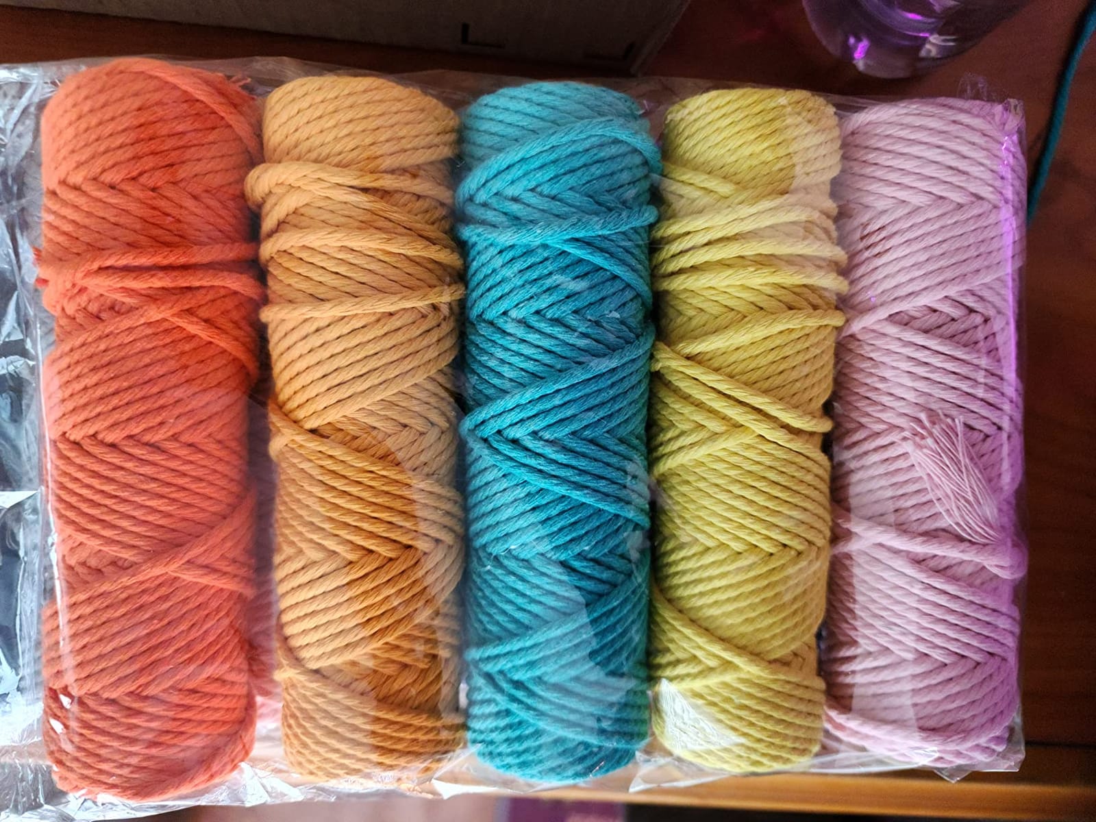 Macrame Cord 3mm x 594 Yards, 18 Rolls Natural Colored Macrame Cotton Cord Rope Kit Color Variety Macrame Jute Twine String 4 Strand Twisted for Wall Hanger Plant Hanging DIY Knitting Macrame Supplies customer photo 2