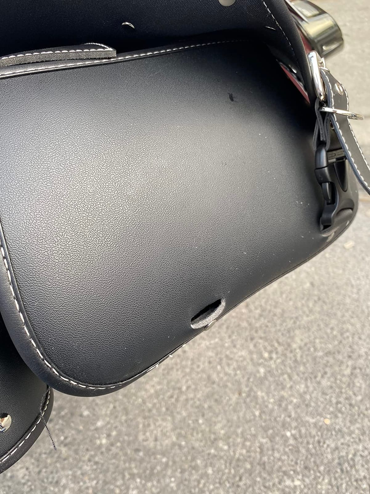High-density Leather Motorcycle Saddlebags-Throw Over Saddle bags Panniers Side Bags with cup holder,Waterproof,Side Tool Bag,Storage Tool Bag for Motorbike,Universal,1Pair, M (Black2) customer photo 1