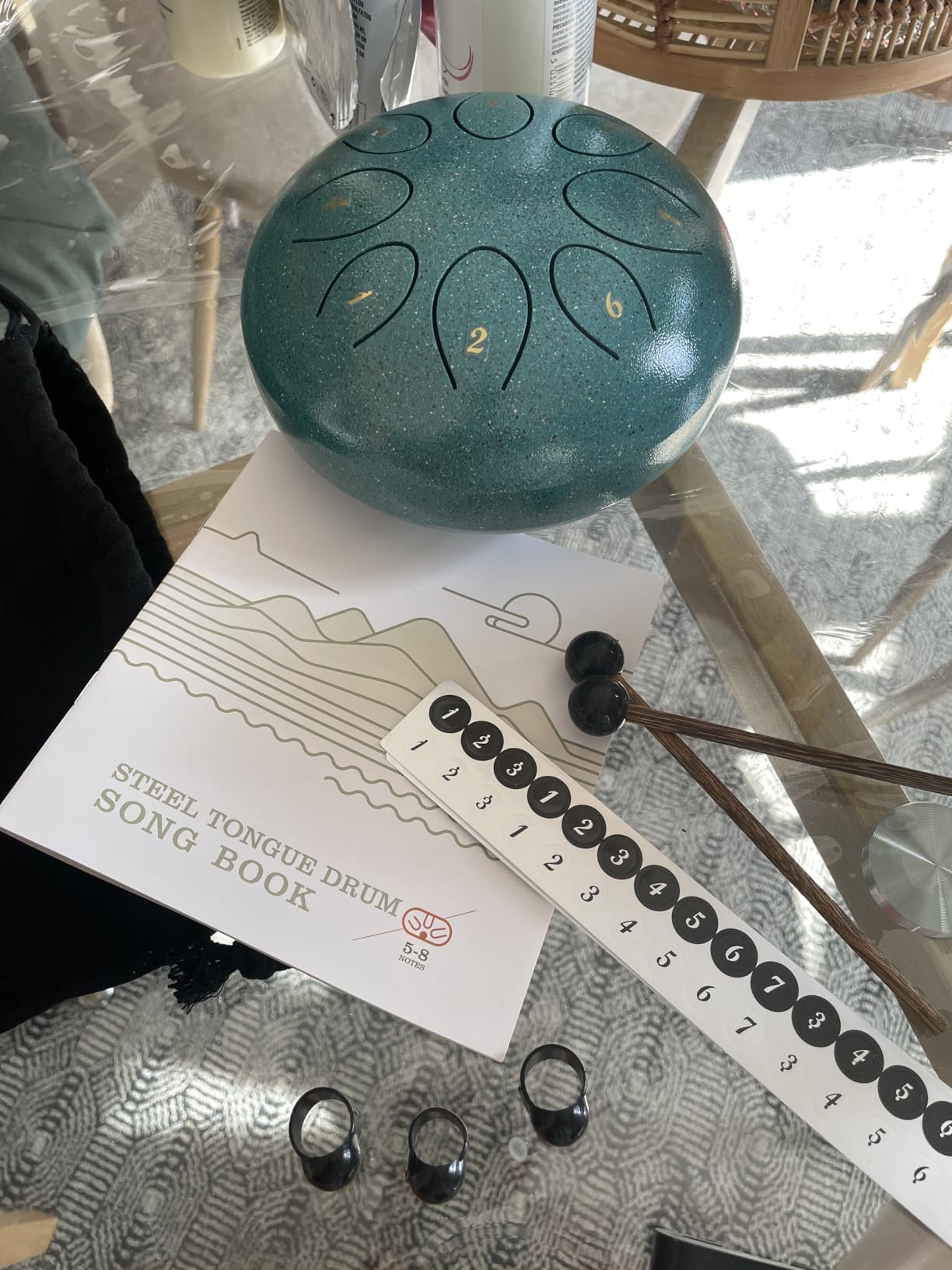 REGIS Steel Tongue Drum 6 Inch 8 Notes, Rain Drum Style Calming Percussion Instrument for Relaxation & Meditation, Musical Gift for Adults & Beginners(malachite) customer photo 1