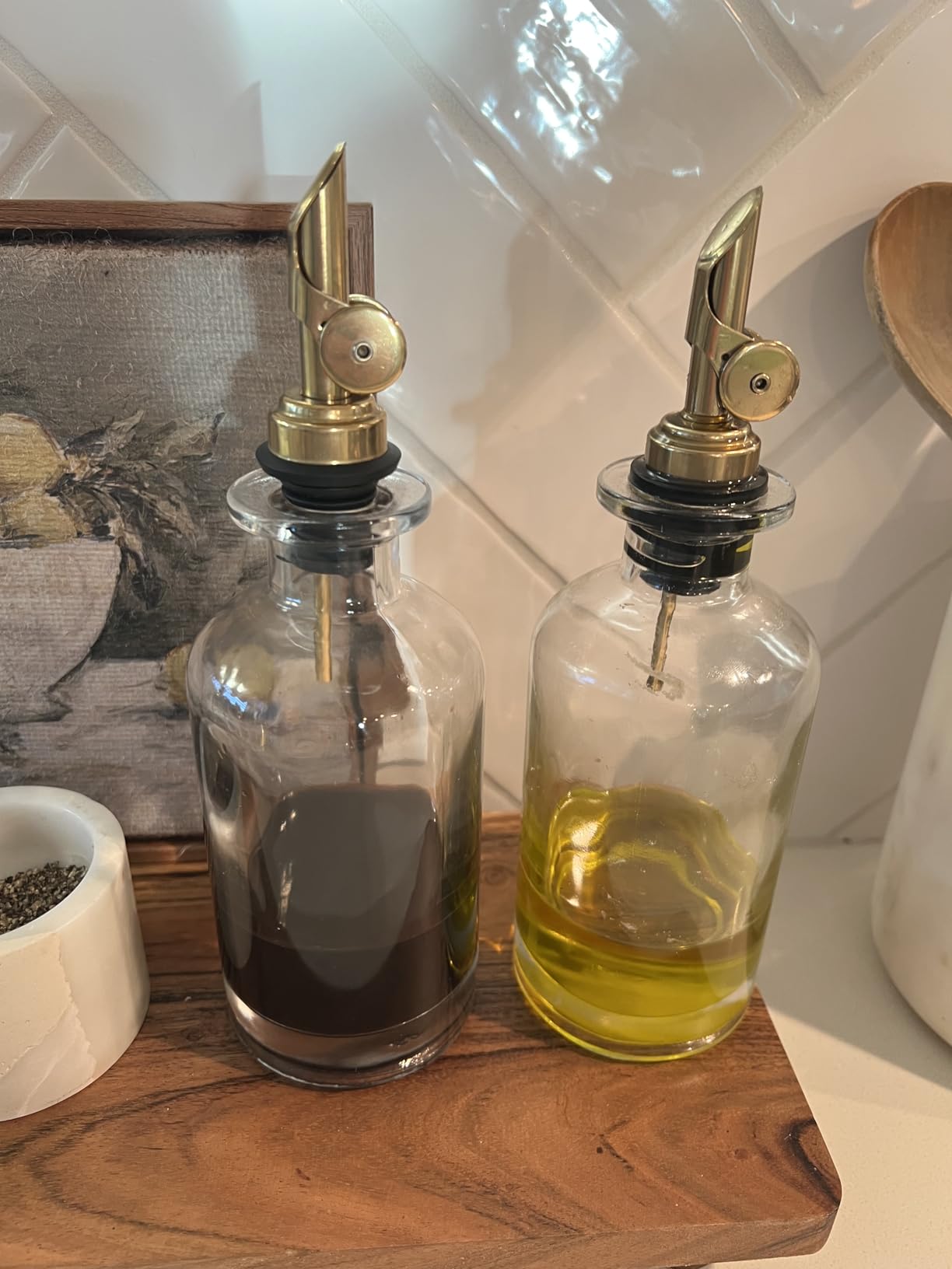 Molimoli - Premium Olive Oil Dispenser Bottles for Kitchen with Pourer - Oil and Vinegar Dispenser Set, Glass Dispenser for Kitchen, Dispenser Bottle of 350ml - Set of 2 customer photo 1