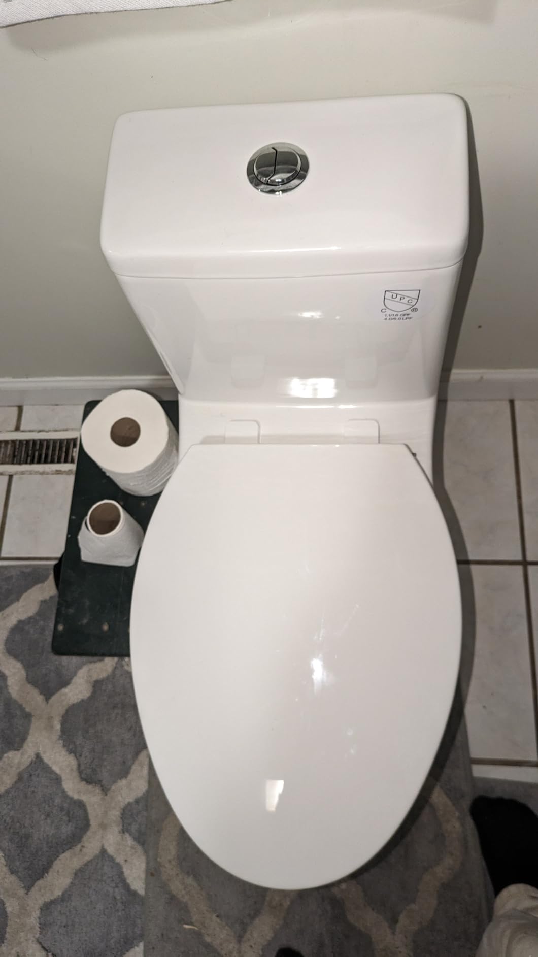 DeerValley Symmetry One Piece Toilet, Dual Flush 1.1/1.6 GPF Elongated Standard Toilet for Bathroom, Toilets with Comfortable Seat Height (Seat Included) (White) customer photo 1