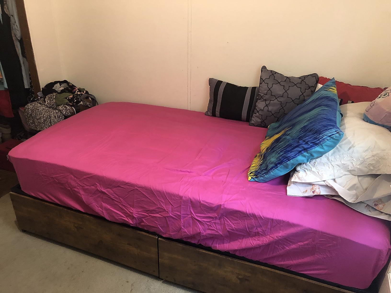 GAZHOME Twin Bed Frame with 2 XL Storage Drawers, Metal Platform Bed Frame with Footboard, 9 Strong Metal Slat Support/No Box Spring Needed/Easy Assembly/Space Saving Wood customer photo 2