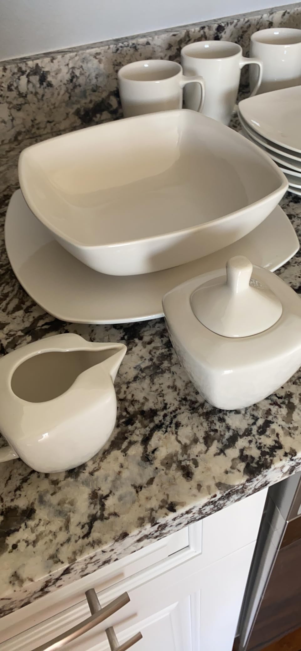 Gibson Home Zen Buffet Porcelain Ceramic Dinnerware Sets for 8, Plates and Bowls Set (40pcs), White Embossed Dishes customer photo 2