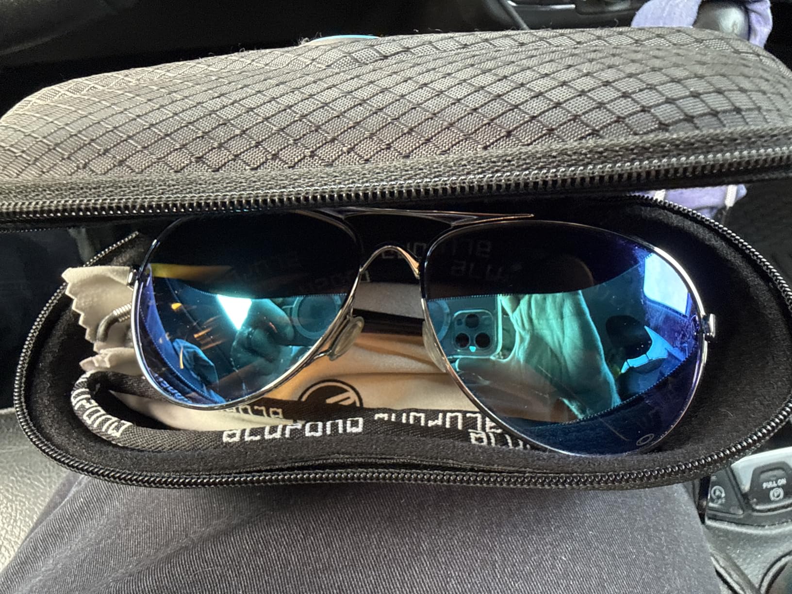 BLUPOND Sunglasses Case Semi Hard EVA Shell with Metal Hanging Hook Belt Clip Sun Glasses Storage customer photo 1