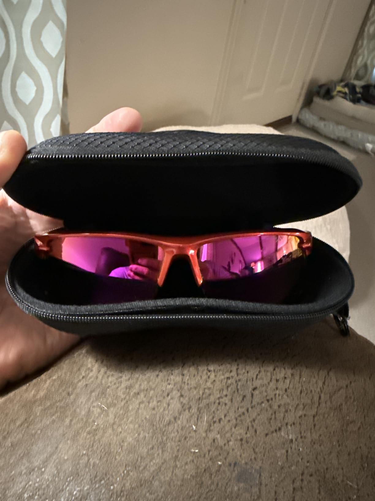BLUPOND Sunglasses Case Semi Hard EVA Shell with Metal Hanging Hook Belt Clip Sun Glasses Storage customer photo 2