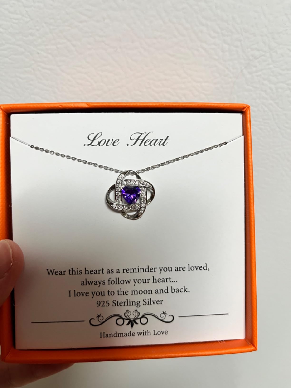 Iefil Love Knot Birthstone Necklace, Anniversary Birthday Gifts for Women customer photo 1