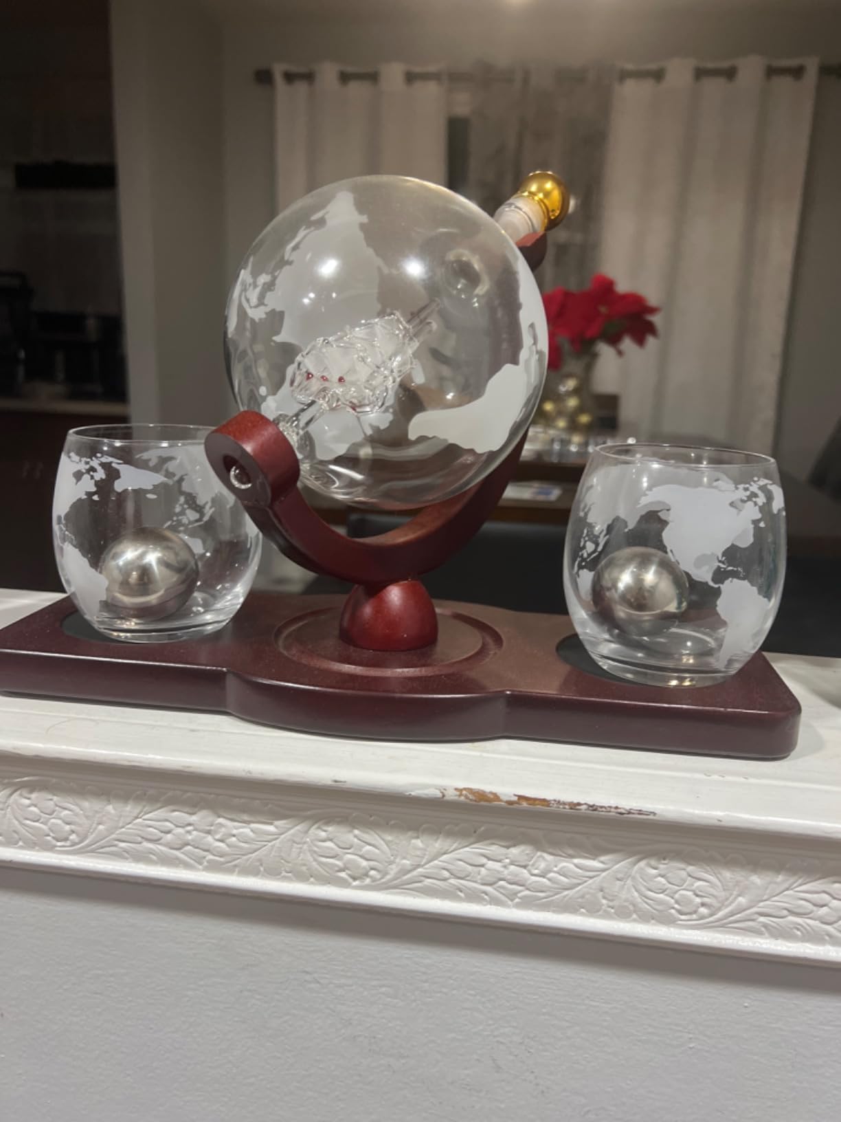 PONPUR Gifts for Men Dad Christmas, Whiskey Decanter Globe Set with 2 Ball Stones & 2 Glasses, Anniversary Birthday Gifts for Him Husband Boyfriend Brother, Cool Stuff Gift for Bourbon Scotch customer photo 1