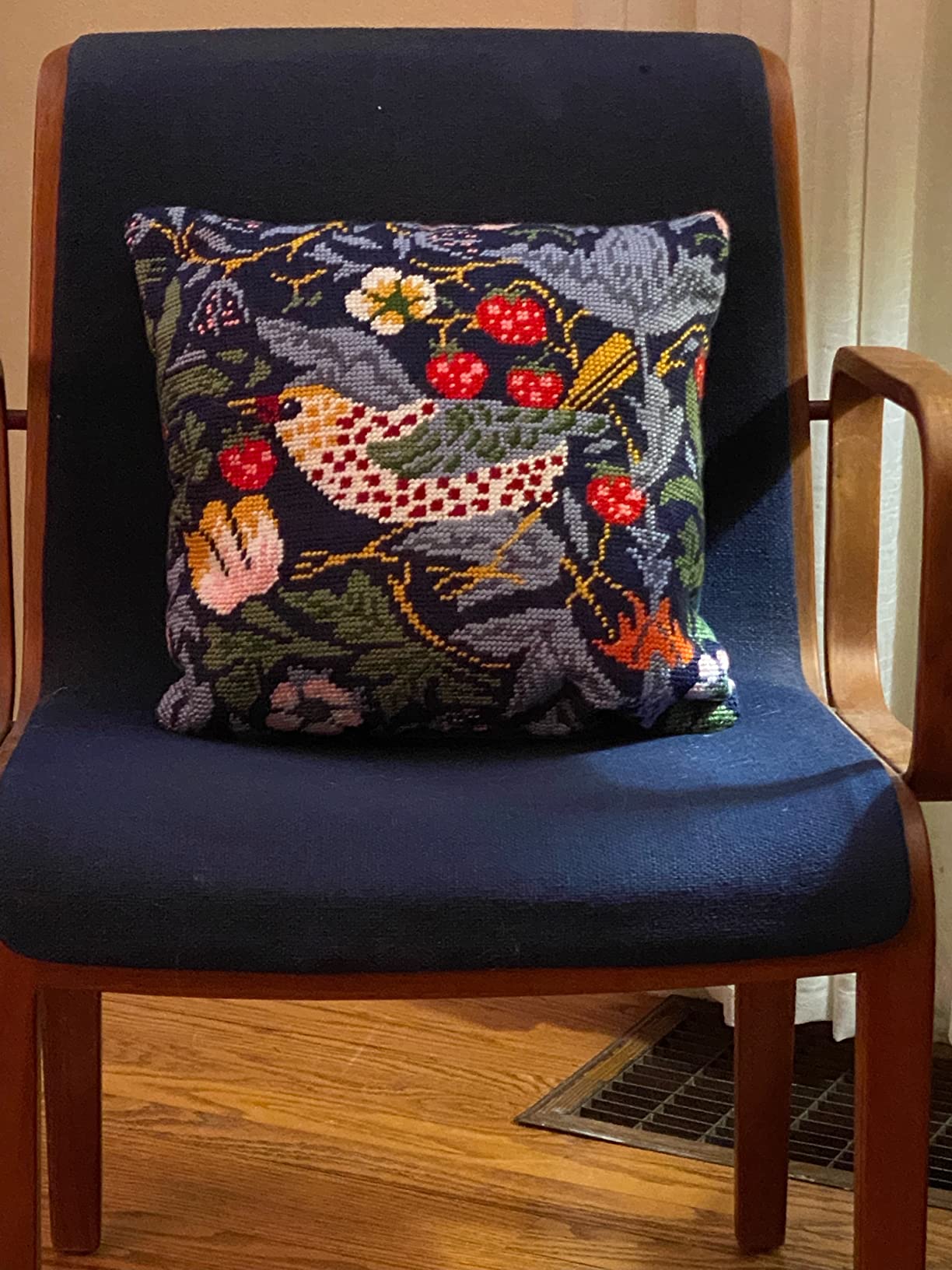 Brvsk Tapestry Embroidery Kit for Adults and Beginners — Bird by William Morris 16″ × 16″ with Clear, Precise Printed Design on Cotton Canvas; Includes 2 Needles, Yarn, and Easy-Read Chart customer photo 2