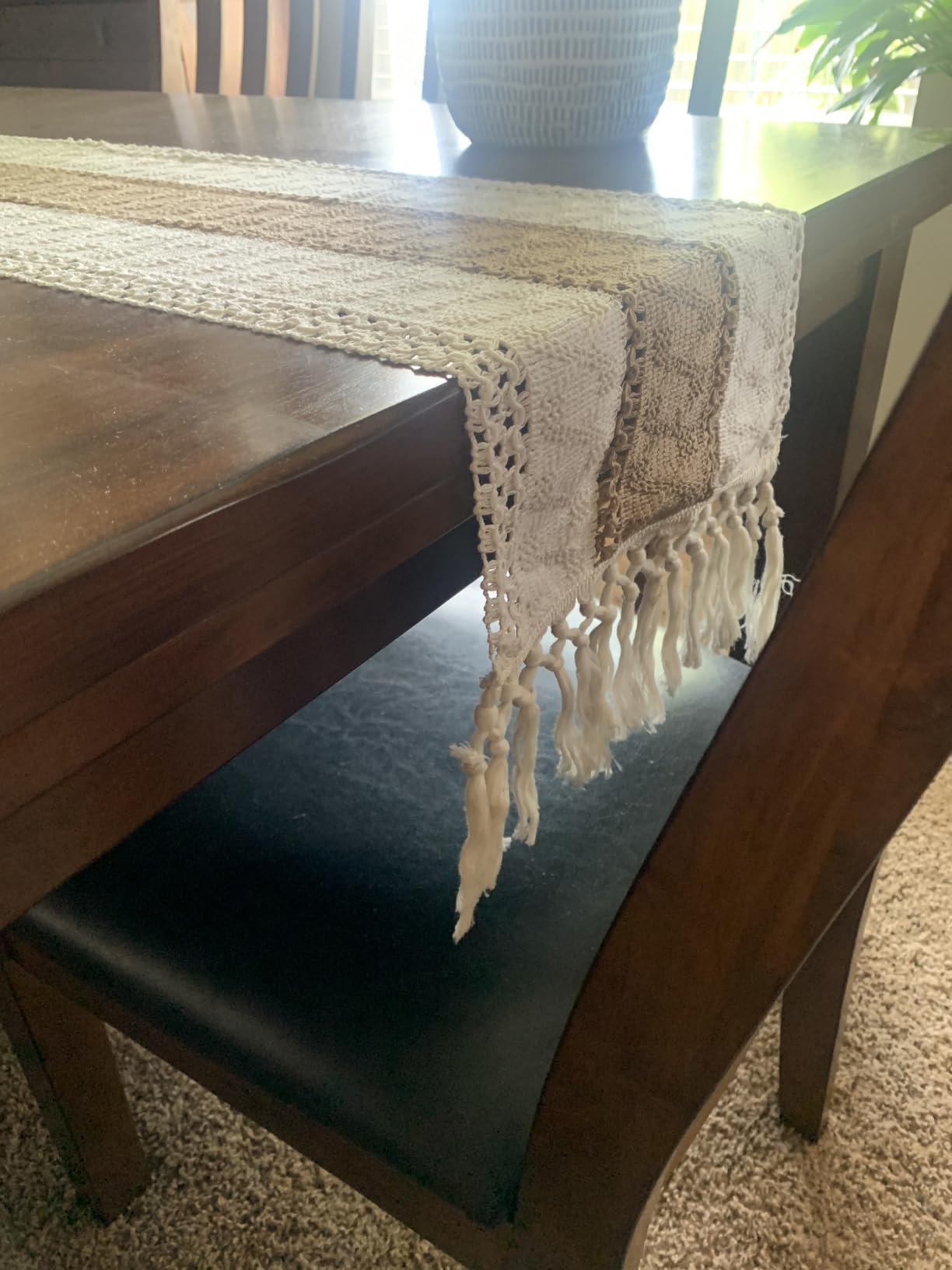 FEXIA Boho Table Runner for Fall Home Decor 12x72 Rustic with Tassels customer photo 1