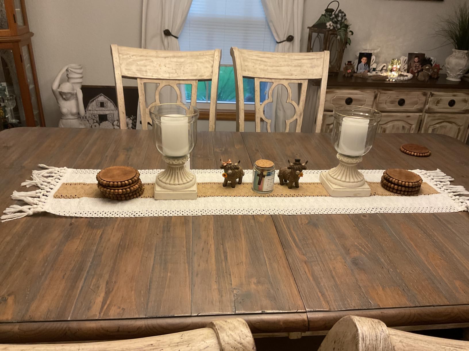 FEXIA Boho Table Runner for Fall Home Decor 12x72 Rustic with Tassels customer photo 2