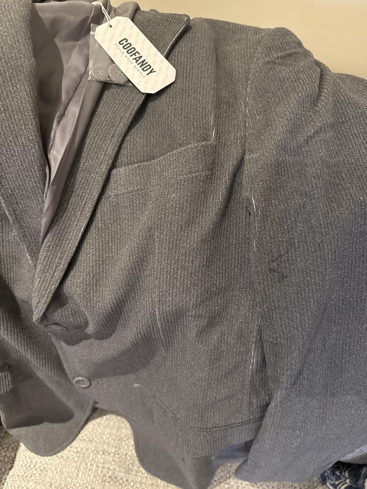 COOFADNY Men's Casual Corduroy Blazer Classic Fit Two Button Sport Coat Fashion Notch Lapel Blazer Jacket customer photo 1