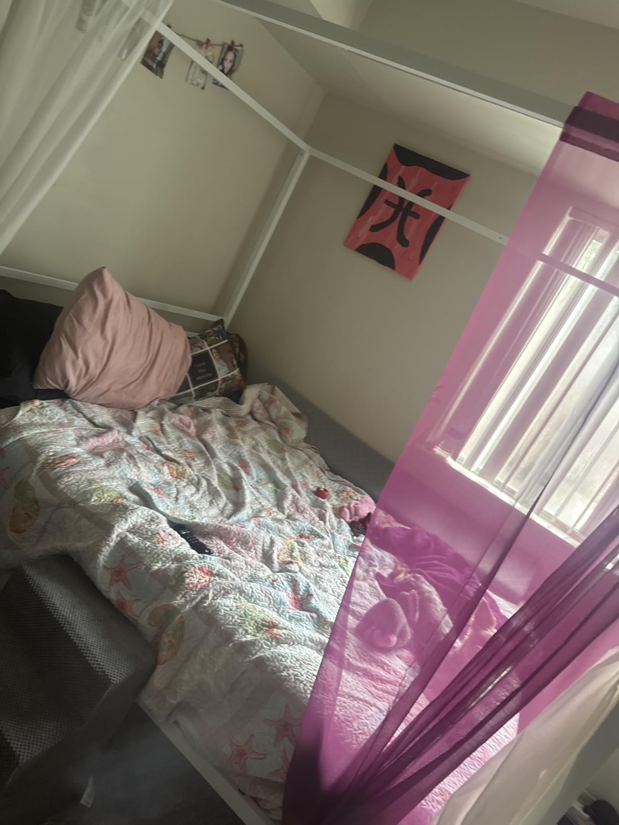 SHA CERLIN Queen Size Canopy Bed Frame with Heavy Duty Metal Slats, Black customer photo 2