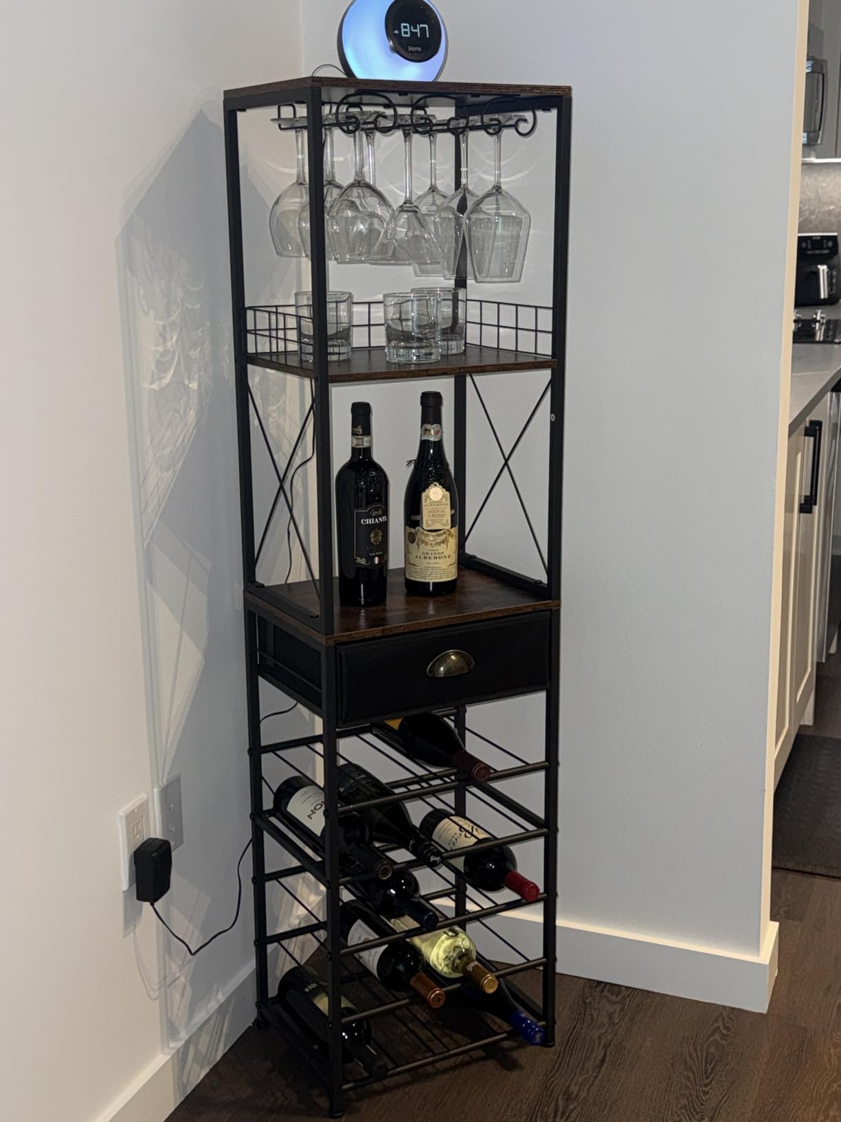 Homeiju Wine Rack Freestanding Floor, Bar Cabinet for Liquor and Glasses customer photo 1