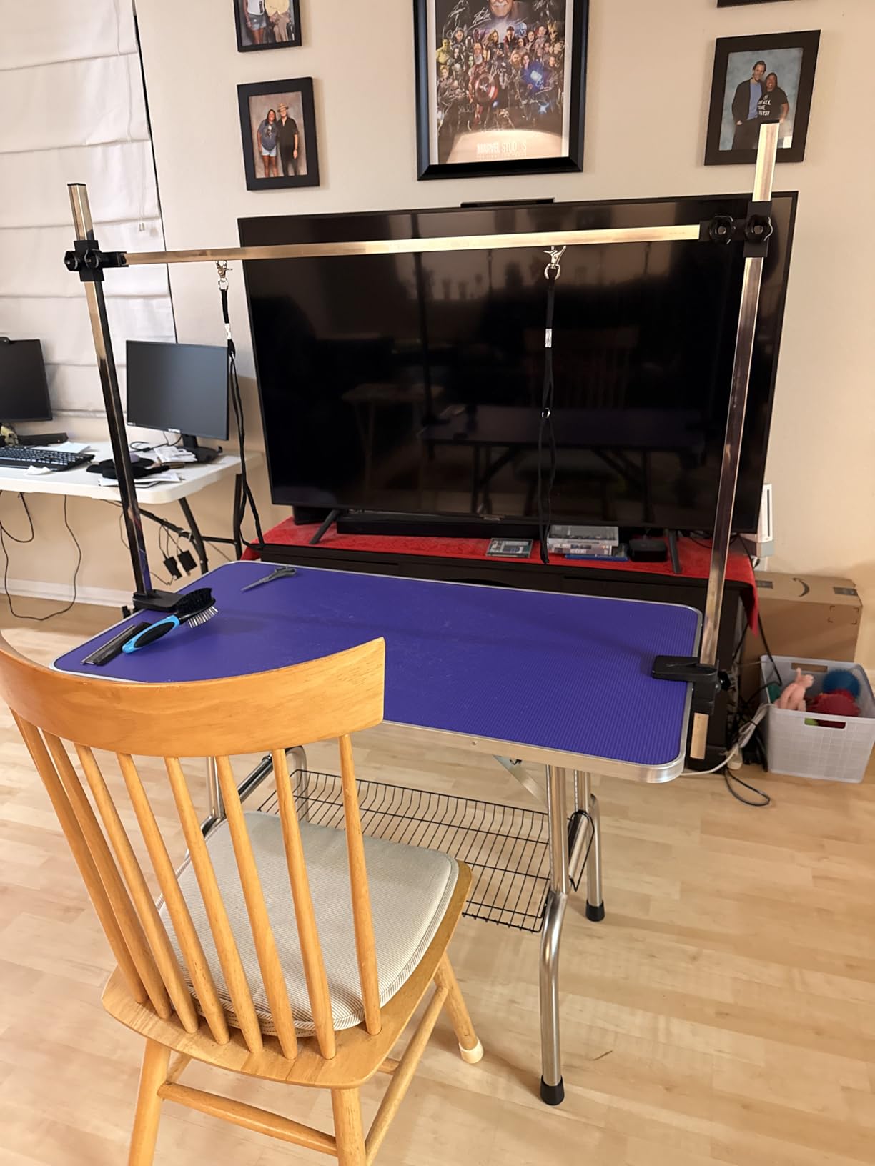 Lyromix 36'' Stainless Steel Pet Dog Grooming Table, Arm/Noose/Tray, Black customer photo 2
