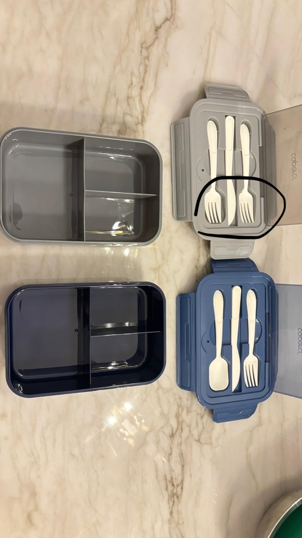 Caperci Classic Bento Box Adult Lunch Box for Older Kids - Leakpoof 47 oz 3-Compartment Containers for Adults and Teens, Built-in Utensil Set, Ideal for On-the-Go Balanced Eating, Navy Blue customer photo 2