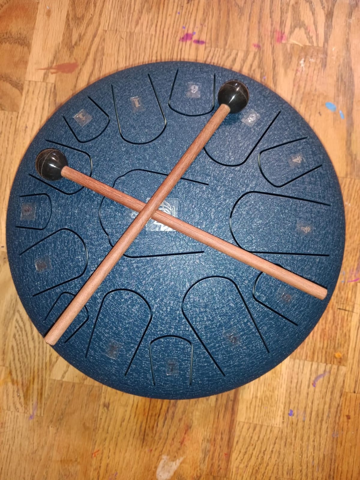 Rain Drum for Outside Garden,Steel Tongue Drum 12 Inches 15 Notes Musical Instruments, Handpan Drum Percussion Instrument, with Soft Bag, Music Book, 2 Mallets, for Meditation or Yoga (Green) customer photo 2