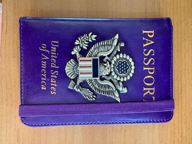 TOURSUIT RFID Blocking Passport Holder, Leather Travel Wallet, Dark Blue | Travel Document Holder Cover Accessories, 3D Metal Badge, For Women Men customer photo 1