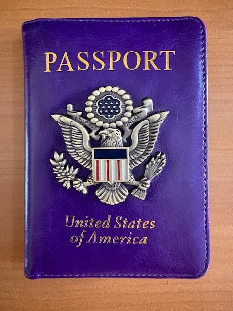TOURSUIT RFID Blocking Passport Holder, Leather Travel Wallet, Dark Blue | Travel Document Holder Cover Accessories, 3D Metal Badge, For Women Men customer photo 2