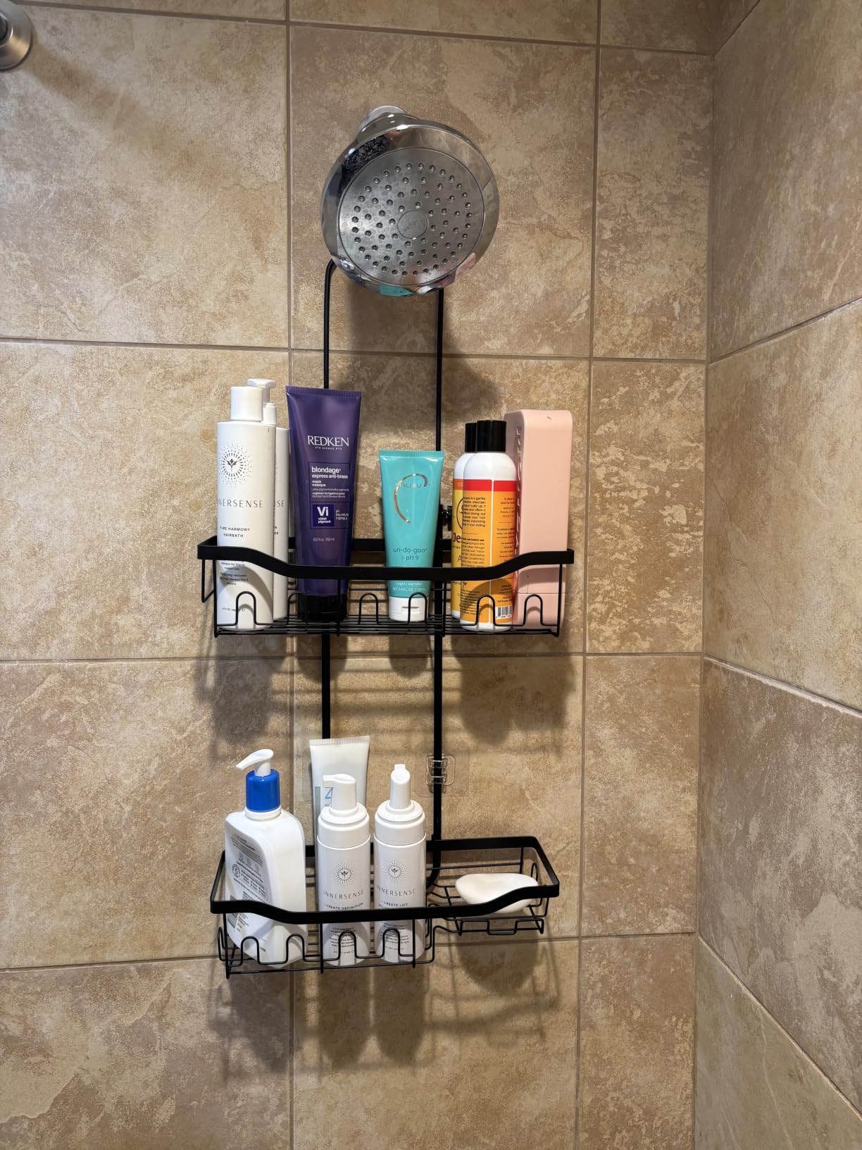 Upgraded Extended Length Shower Organizer with Hooks, Rustproof Shampoo Soap Holder, Large Hanging Bathroom Caddy customer photo 1