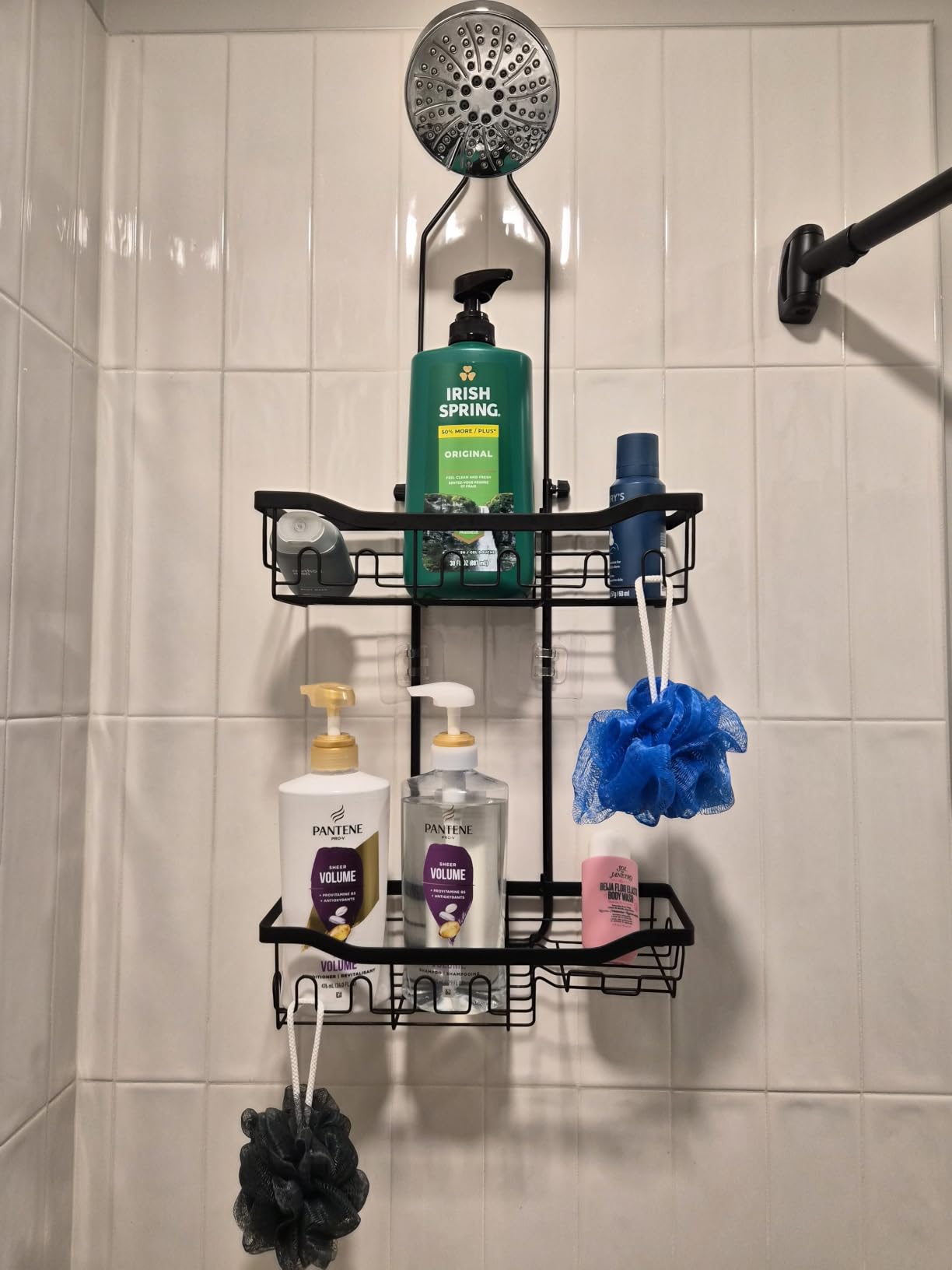 Upgraded Extended Length Shower Organizer with Hooks, Rustproof Shampoo Soap Holder, Large Hanging Bathroom Caddy customer photo 2