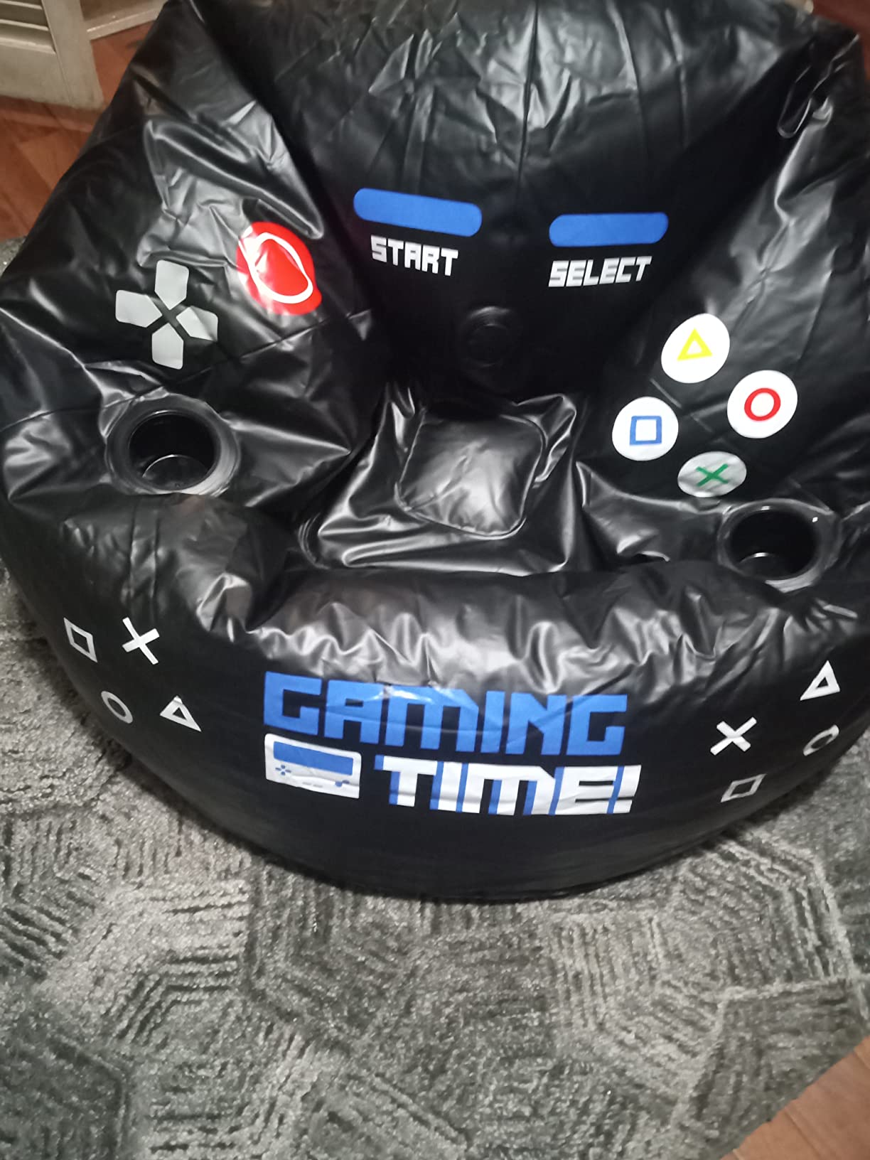 Inflatable Gaming Chair for Kids & Teens with Cup Holders and Side Pocket - This Air Gaming Bean Bag Chairs for kids is The Perfect Furniture for Gamer Room Decor - Perfect Gaming Stuff for boys 4-12 customer photo 2