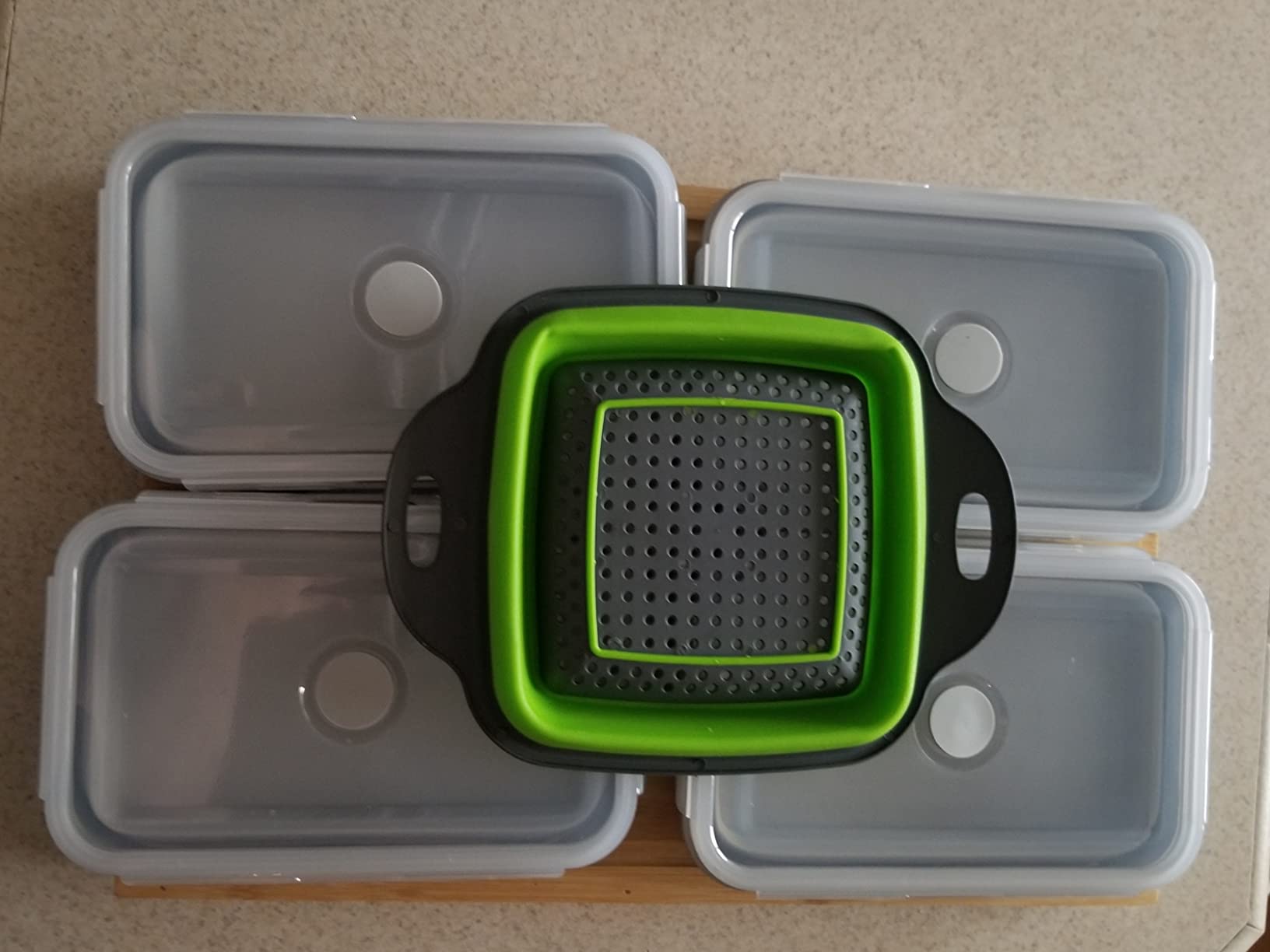 Cocina Vida Bamboo Cutting Board With 4 Collapsible Containers And Strainer, Over The Sink Cutting Board, All In One Chopping Expandable Slide-Out Meal Prep Wood Chopping Board, Kitchen Must Have customer photo 2
