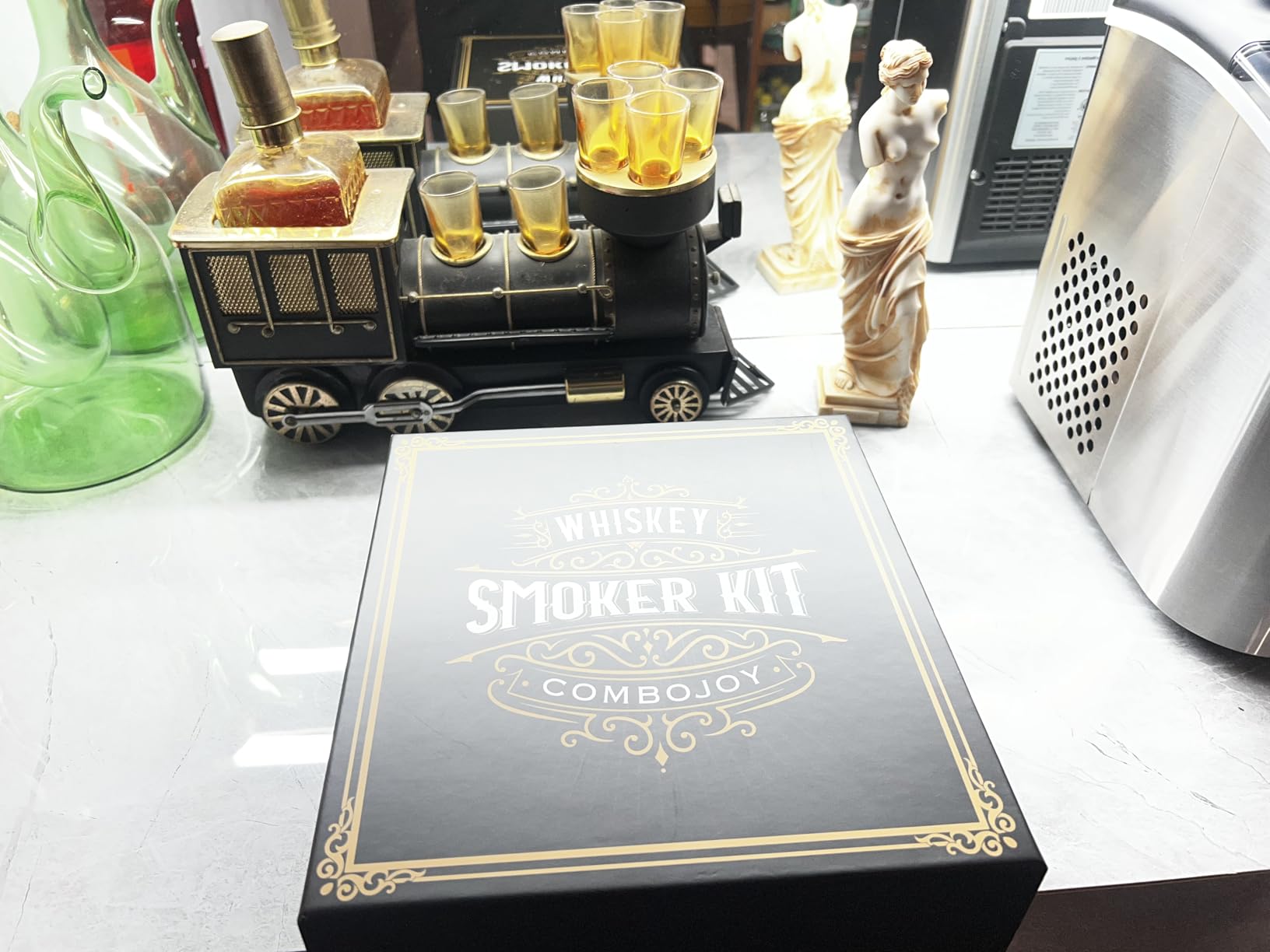 Whiskey Smoker Kit with Torch - 6 Flavors Wood Chips, 2 Glasses, 2 Ice Ball Molds - Cocktail Smoker Infuser Kit, Old Fashioned Drink Smoker Kit, Birthday Bourbon Whiskey Gifts for Men,Dad(NO Butane) customer photo 2
