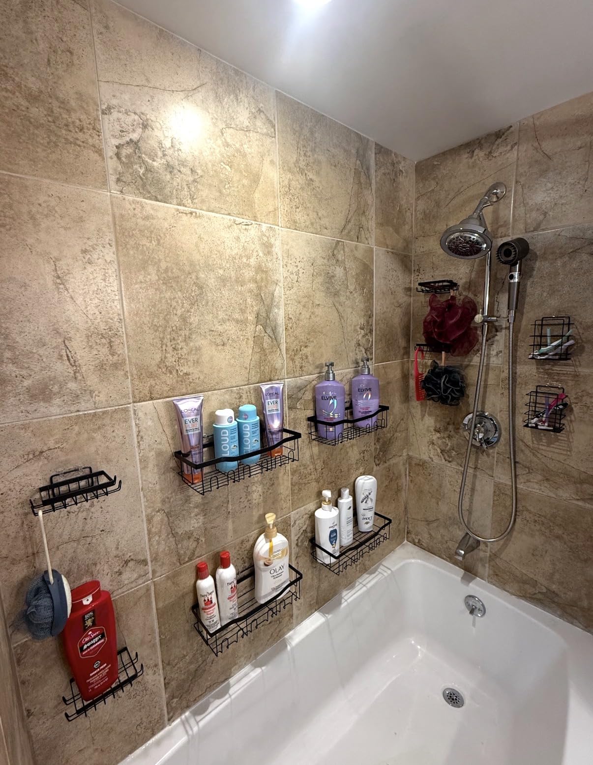 EUDELE Adhesive Shower Caddy, 5 Pack Rustproof Stainless Steel Bath Organizers With Large Capacity, No Drilling Shelves for Bathroom Storage & Home Decor customer photo 1
