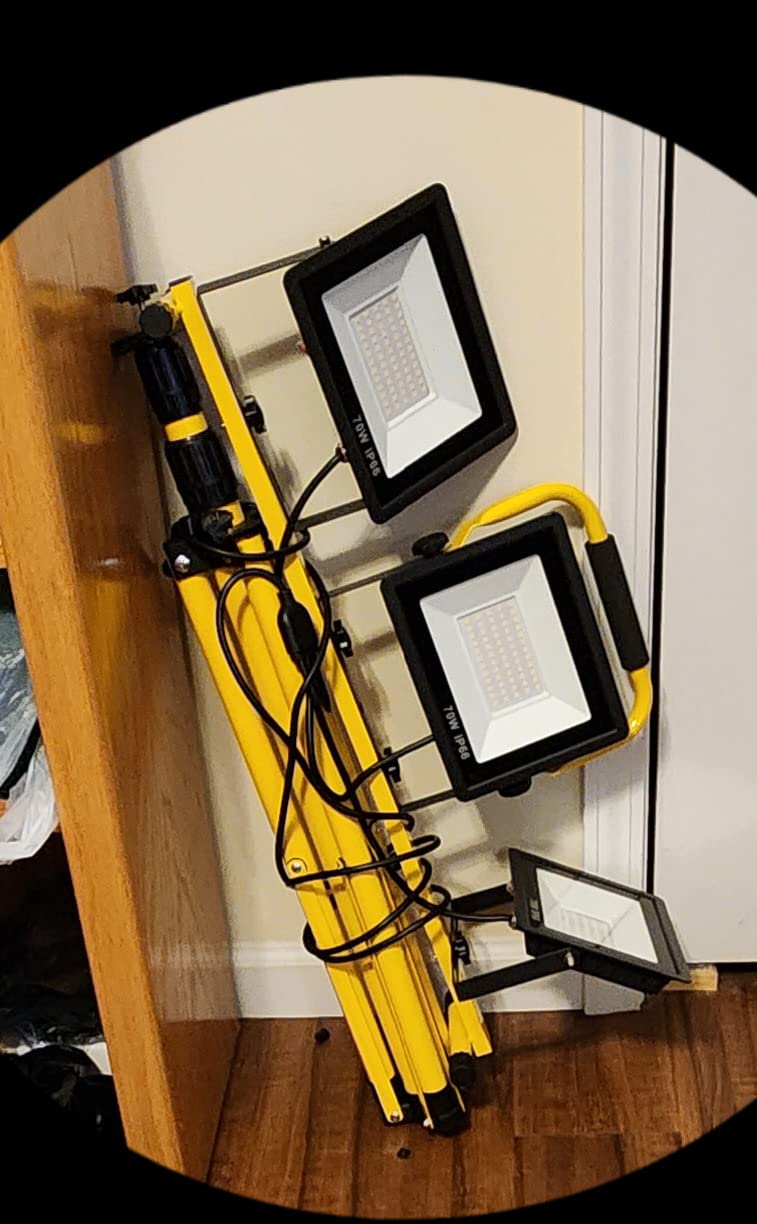 30000 Lumen Work Lights with Stand, 3 Adjustable Head LED Work Light, with Adjustable and Foldable Tripod Stand, Waterproof Lamp with 6500 Kelvin Color Temperature customer photo 1