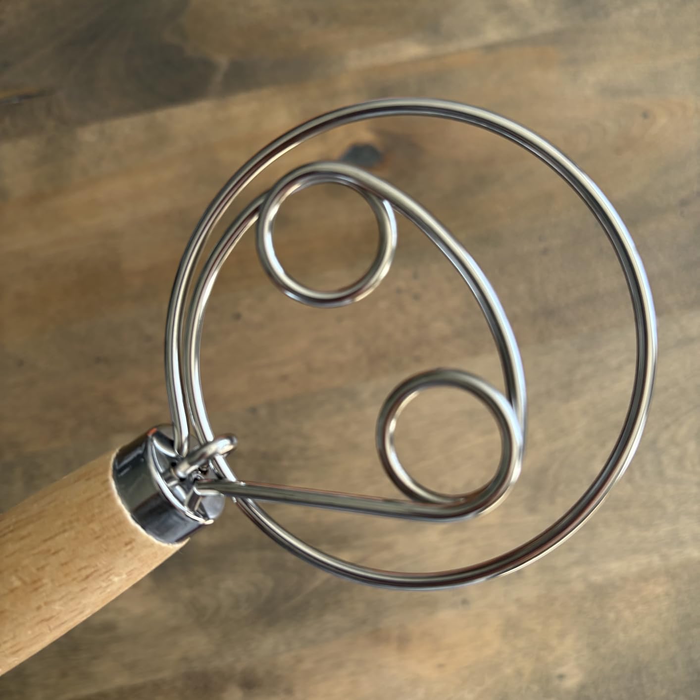 Maxjoy Danish Dough Whisk, Stainless Steel Wood Handle for Sourdough Bread | Replaces Bread Spoon, Dough Hook & Hand Mixer, 2-Eye Mix-Stir, Rust Resistant, Heavy Duty, Easy Clean, Sourdough Baking Tool customer photo 2