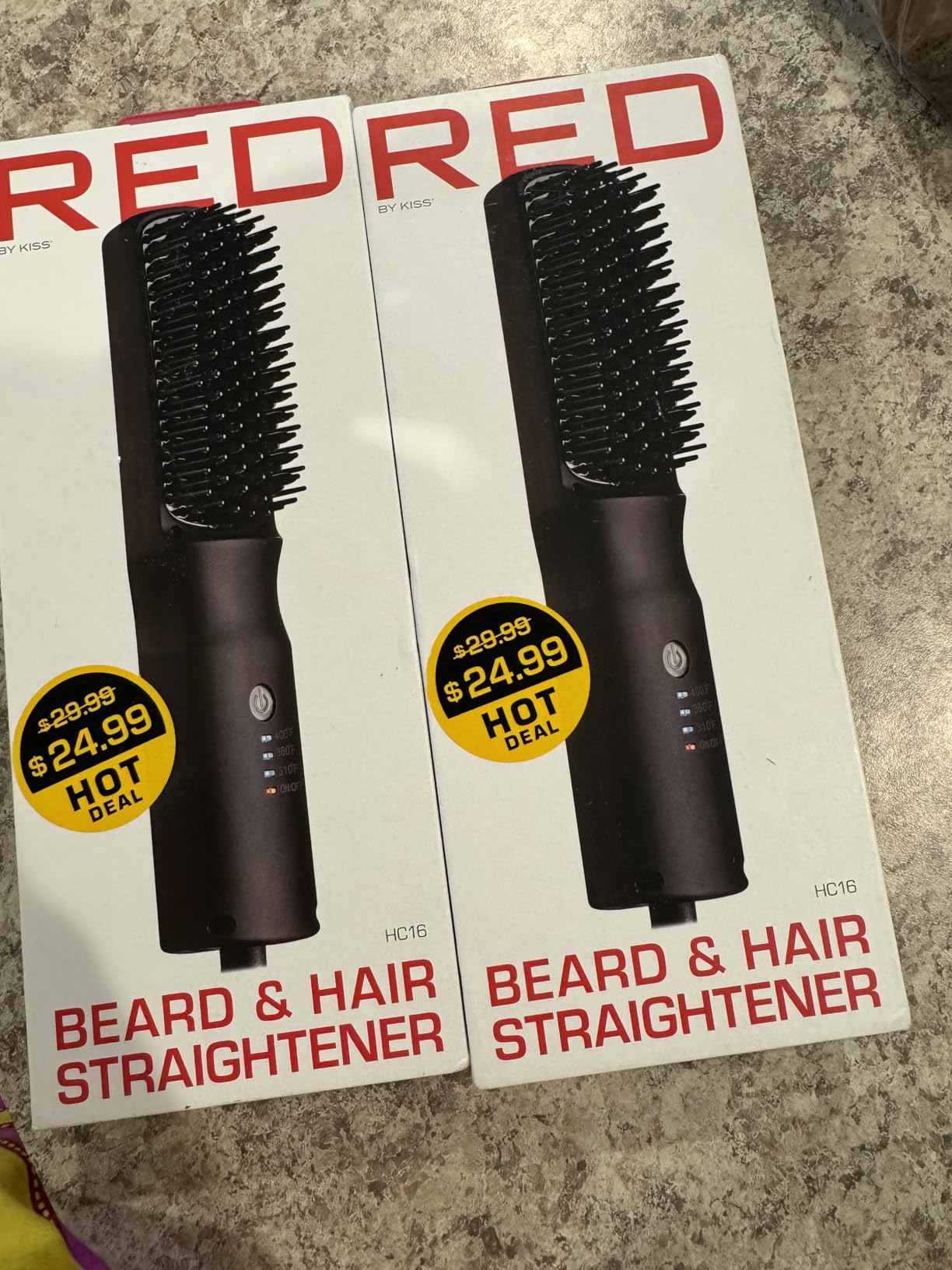 Red by Kiss 2-in-1 Ionic Hair Straightener Brush with Ceramic Coating, Adjustable Temp, Auto Shut Off, Skin Protector Bristles & 360° Swivel Cord, Smooth & Style in Few Strokes customer photo 2
