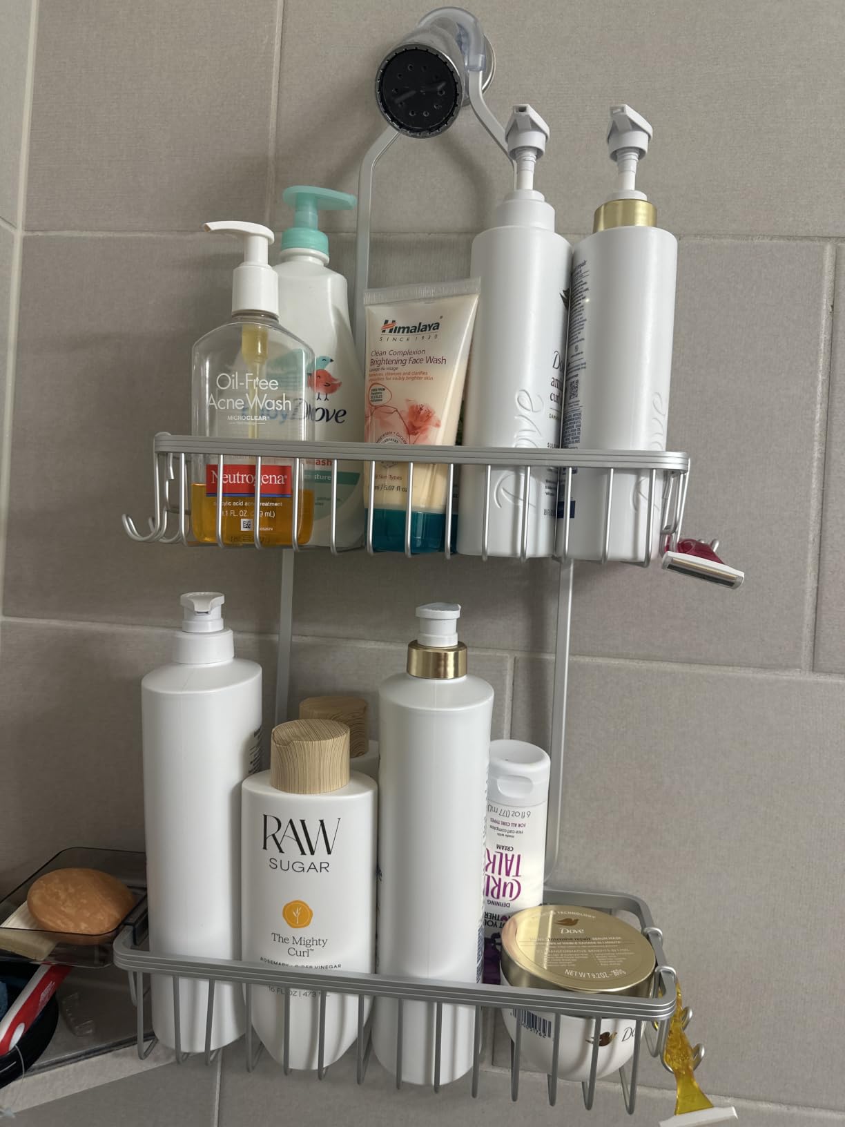 YASONIC Never Rust Shower Caddy Hanging, Aluminum Shower Racks for Inside Shower, 3-Tier Shower Organizer Hanging Over Shower Head with Hooks and Soap Holder, Silver customer photo 1