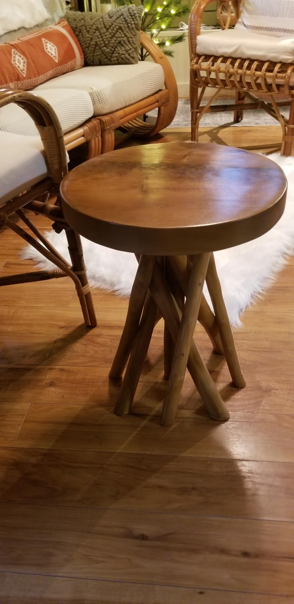 WELLAND Solid Teak End Table, Stick Leg Accent Table, 16