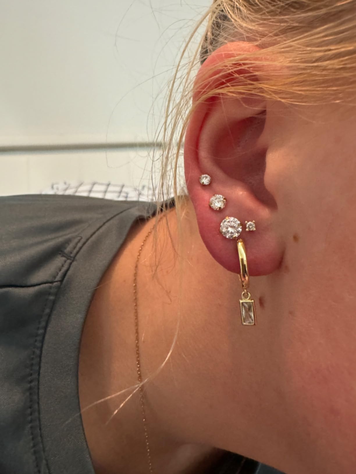 PAVOI Waterproof CZ Stud Earrings for Women, 14K Gold Plated Set of 5 Studs customer photo 2