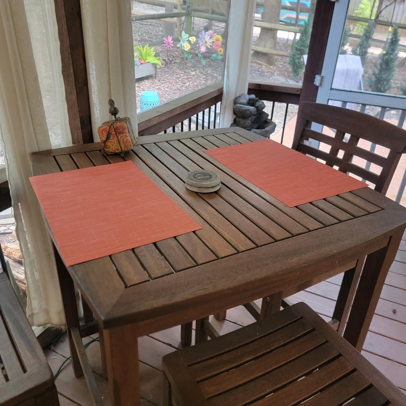 Beige Placemats Set of 4 - Heat-Resistant, Non-Slip Table Mats, Washable Woven Vinyl for Indoor & Outdoor Dining customer photo 1