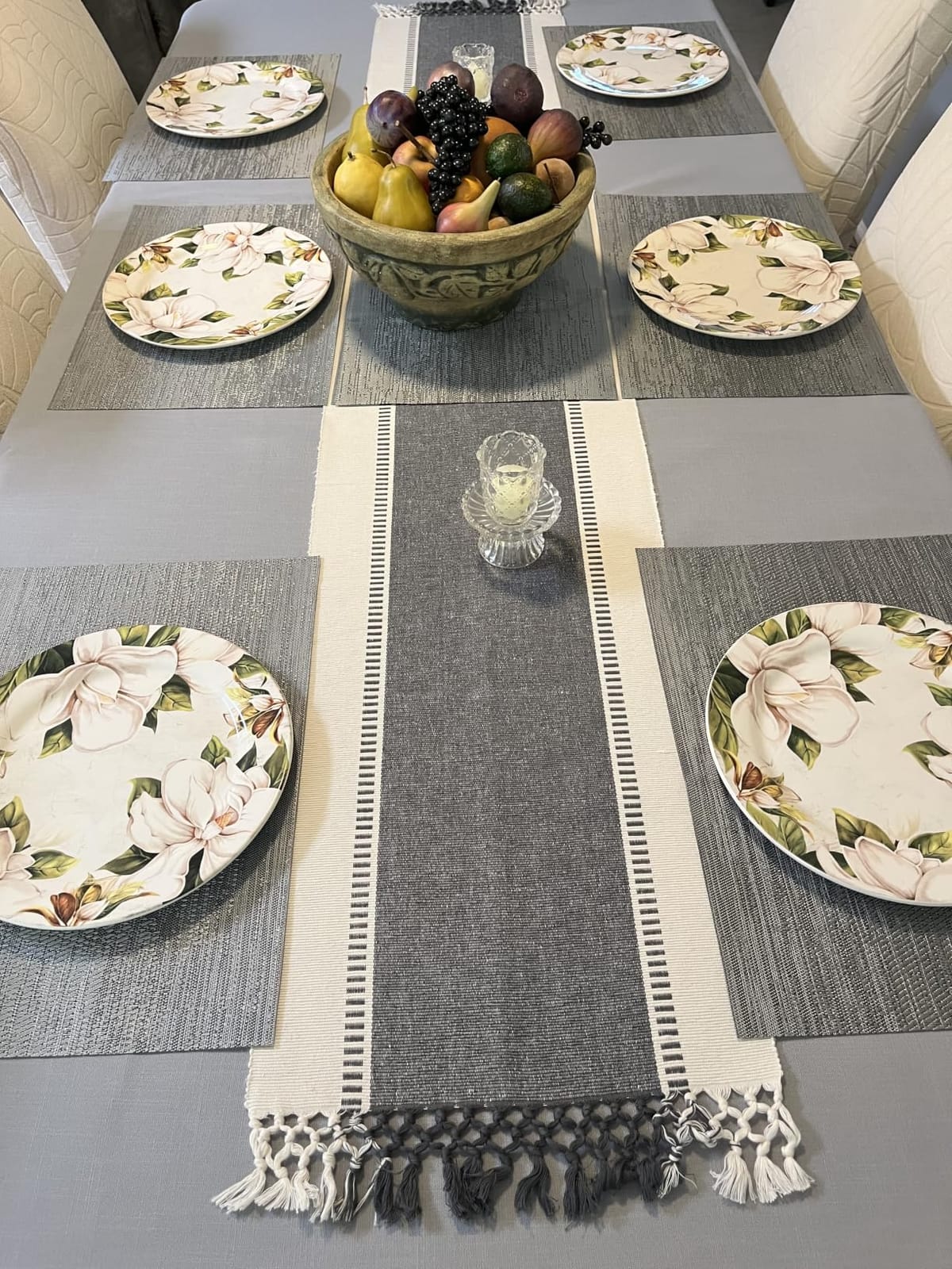 Beige Placemats Set of 4 - Heat-Resistant, Non-Slip Table Mats, Washable Woven Vinyl for Indoor & Outdoor Dining customer photo 2