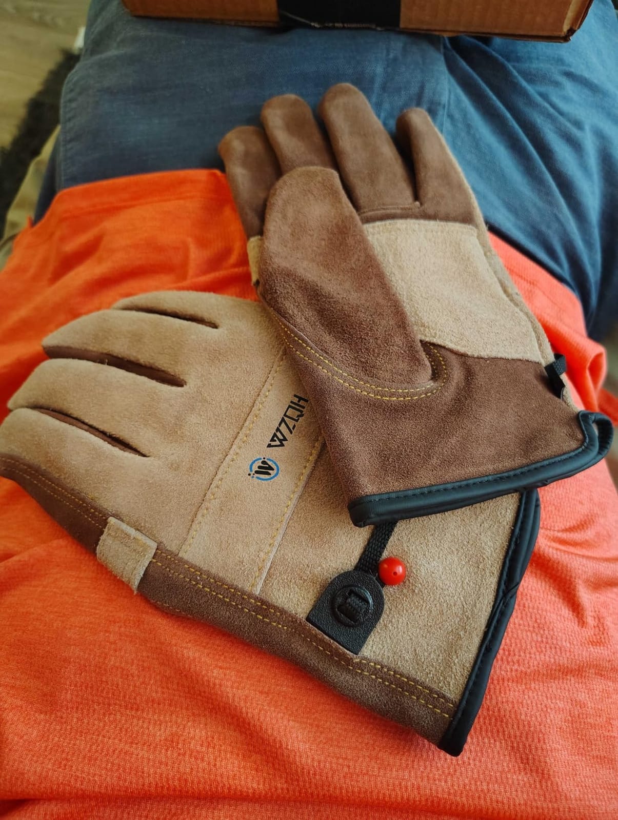 WZQH Leather Work Gloves for Men or Women.Gardening,Welding,Coffee-grey L customer photo 2
