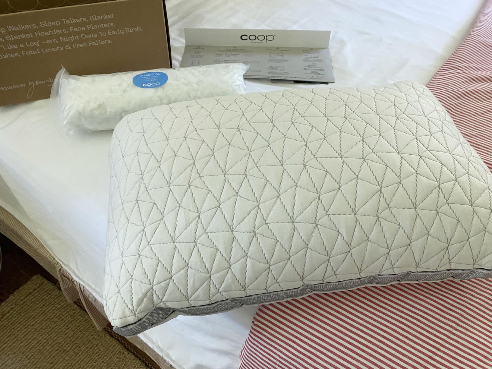 Coop Home Goods Cool+ Crescent Adjustable Pillow, Queen Size Plus Shaped Memory Foam Pillows with Cooling Gel, Neck Support, Back or Side Sleeper Pillow, CertiPUR US/GREENGUARD Gold customer photo 1