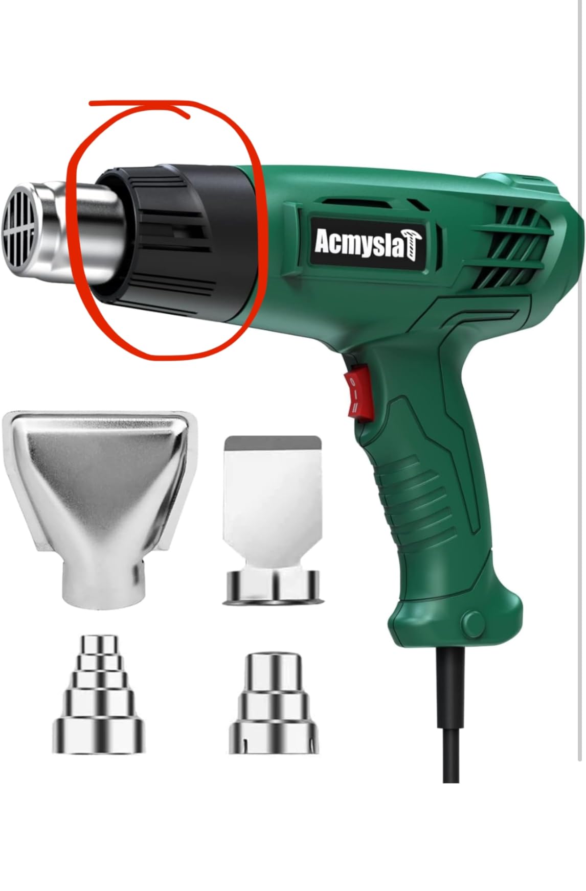 AcmyslaT Heat Gun, Heavy Duty Hot Air Gun Kit Dual Temperature Settings 572℉~932℉ (300℃-500℃), Overload Protection with 4 Nozzles for Crafts, Shrink Wrapping/Tubing, Paint Removing, Epoxy Resin customer photo 1