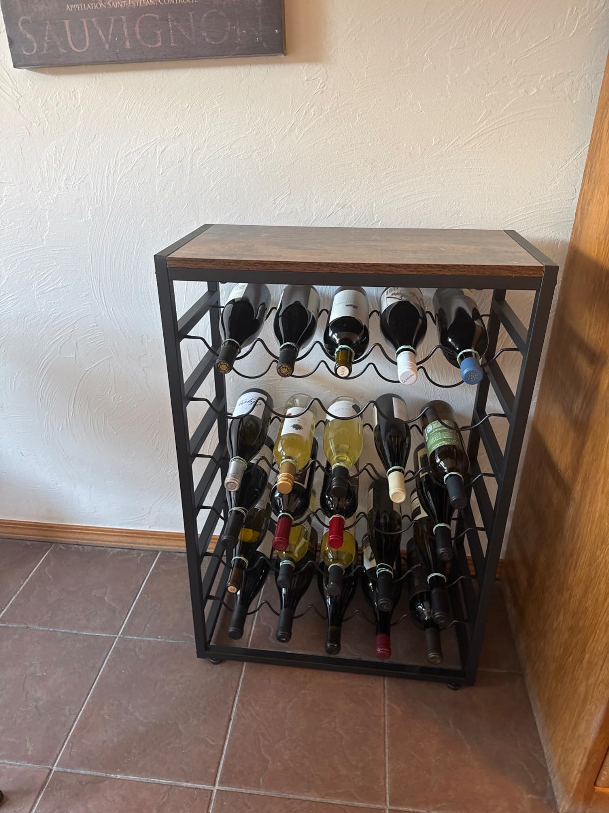 Dripex 30 Bottles Wine Rack Free Standing Floor, 6-Tier Display Wine Storage Shelves with Wooden Table Top, Sturdy Metal Bottle Holder for Kitchen Bar Pantry 23.2''L x 11.8''W x 34.7''H customer photo 1