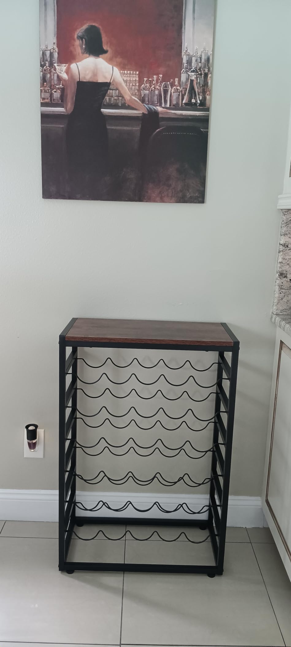 Dripex 30 Bottles Wine Rack Free Standing Floor, 6-Tier Display Wine Storage Shelves with Wooden Table Top, Sturdy Metal Bottle Holder for Kitchen Bar Pantry 23.2''L x 11.8''W x 34.7''H customer photo 2
