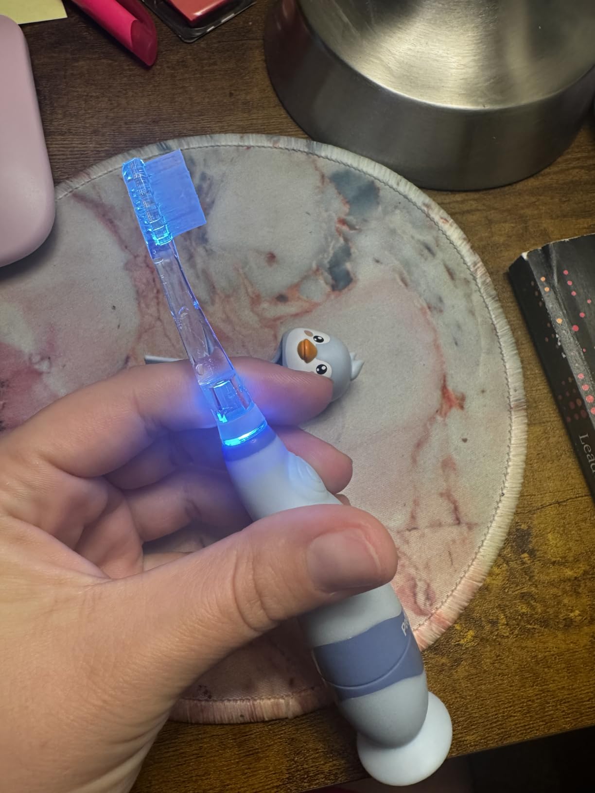 Papablic Toddler Sonic Electric Kids Toothbrush for Ages 1-3, Dinosaur(Max) customer photo 1