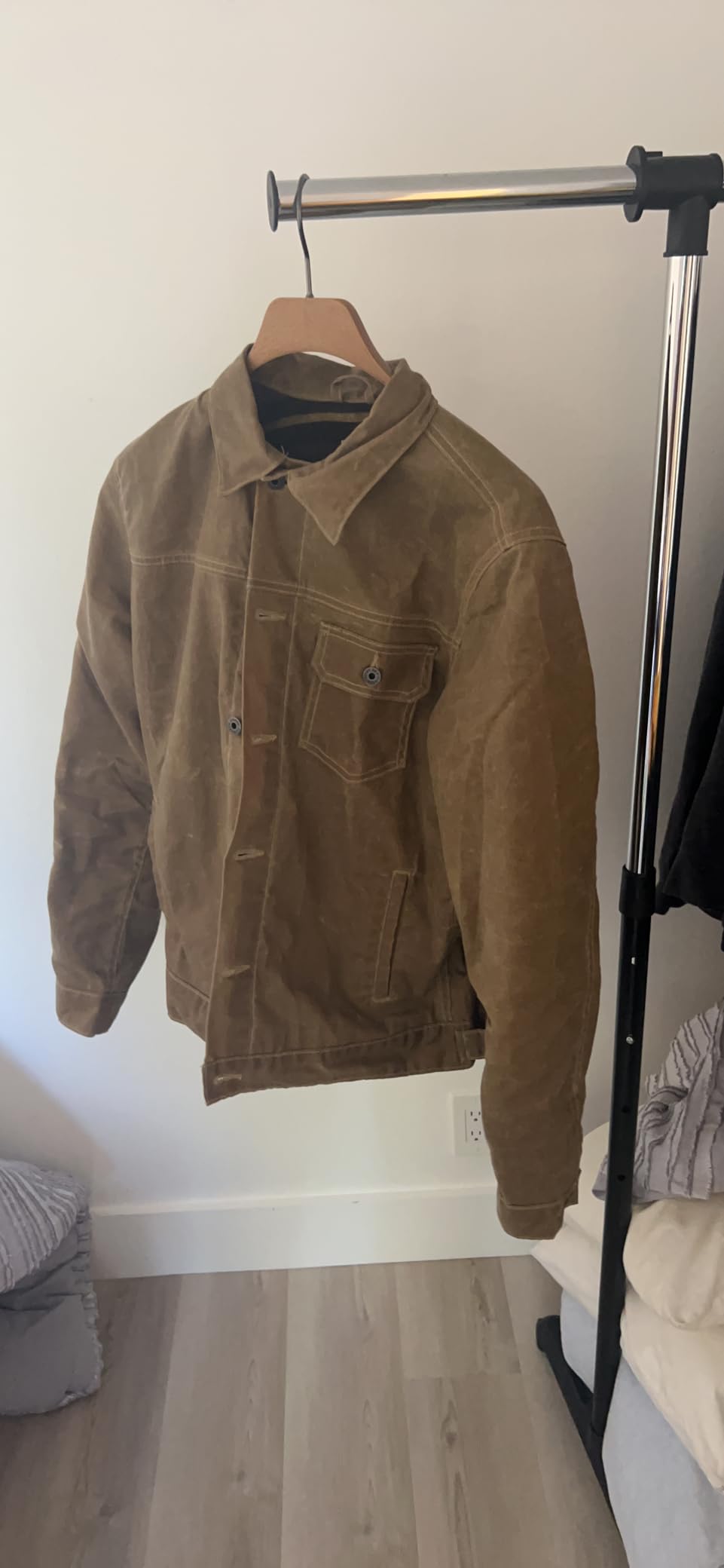 Huckberry Flint and Tinder Men's Flannel-Lined Waxed Trucker Jacket customer photo 1