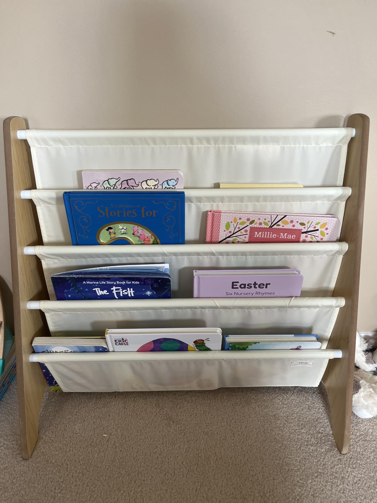 3 Sprouts Recycled Kids Bookshelf, Holds 35 Books, 4-Tier, Cream customer photo 2