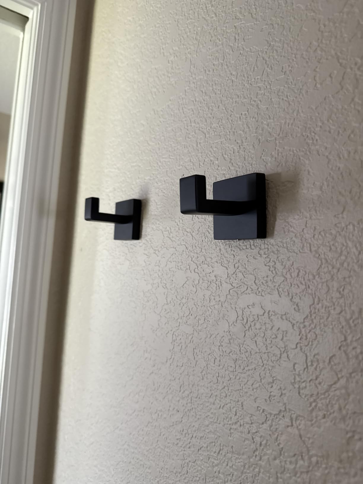 Heavy Duty Stainless Steel Towel Hooks, Wall Mounted Square Robe Hooks for Bathroom, Kitchen, Bedroom, Hotel Matte Black 2 Pack customer photo 1