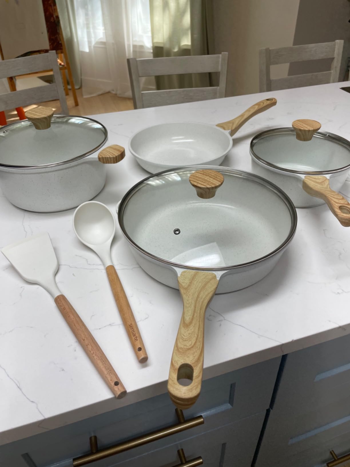 SENSARTE Nonstick Ceramic Cookware Set, 13-pcs Non-toxic Pots and Pans Set | Healthy Kitchen Cooking Set with Stay-Cool Handles, Silicone Tools and Pot Protectors, PFAS Free customer photo 1