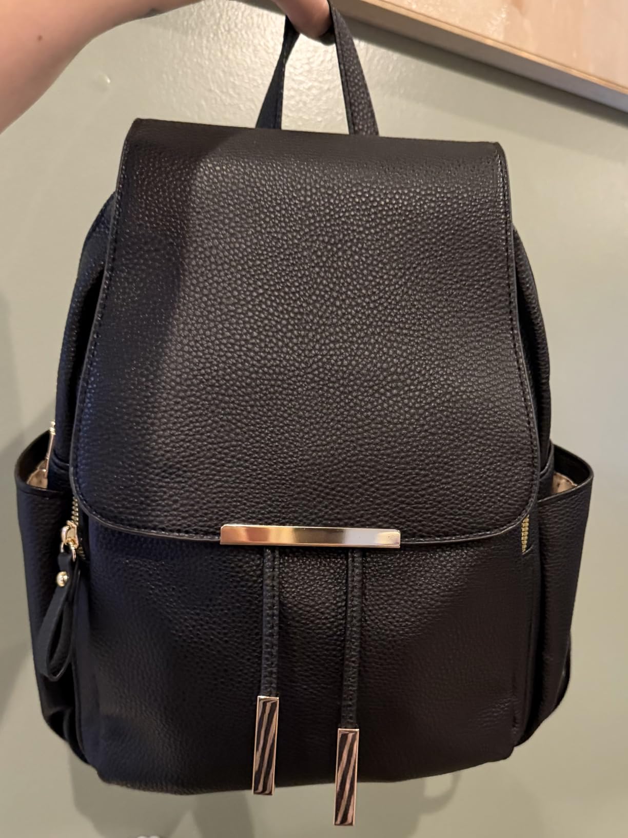 KKXIU Trendy Leather Backpack Purse for Women and Ladies Shoulder Travel Daypacks Bags (A-Black) | PU Leather Small Backpack, Adjustable Shoulder Strap, Casual Daily Purse customer photo 1