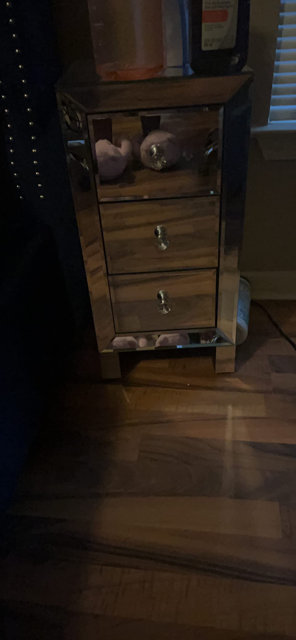 Bonnlo 3-Drawer Mirrored Nightstand Set of 2, End Table, Bedside Table, Glass Nightstand for Bedroom, Living Room, Silver, 11.7